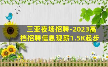 三亚夜场招聘-2023高档招聘信息现薪1.5K起步